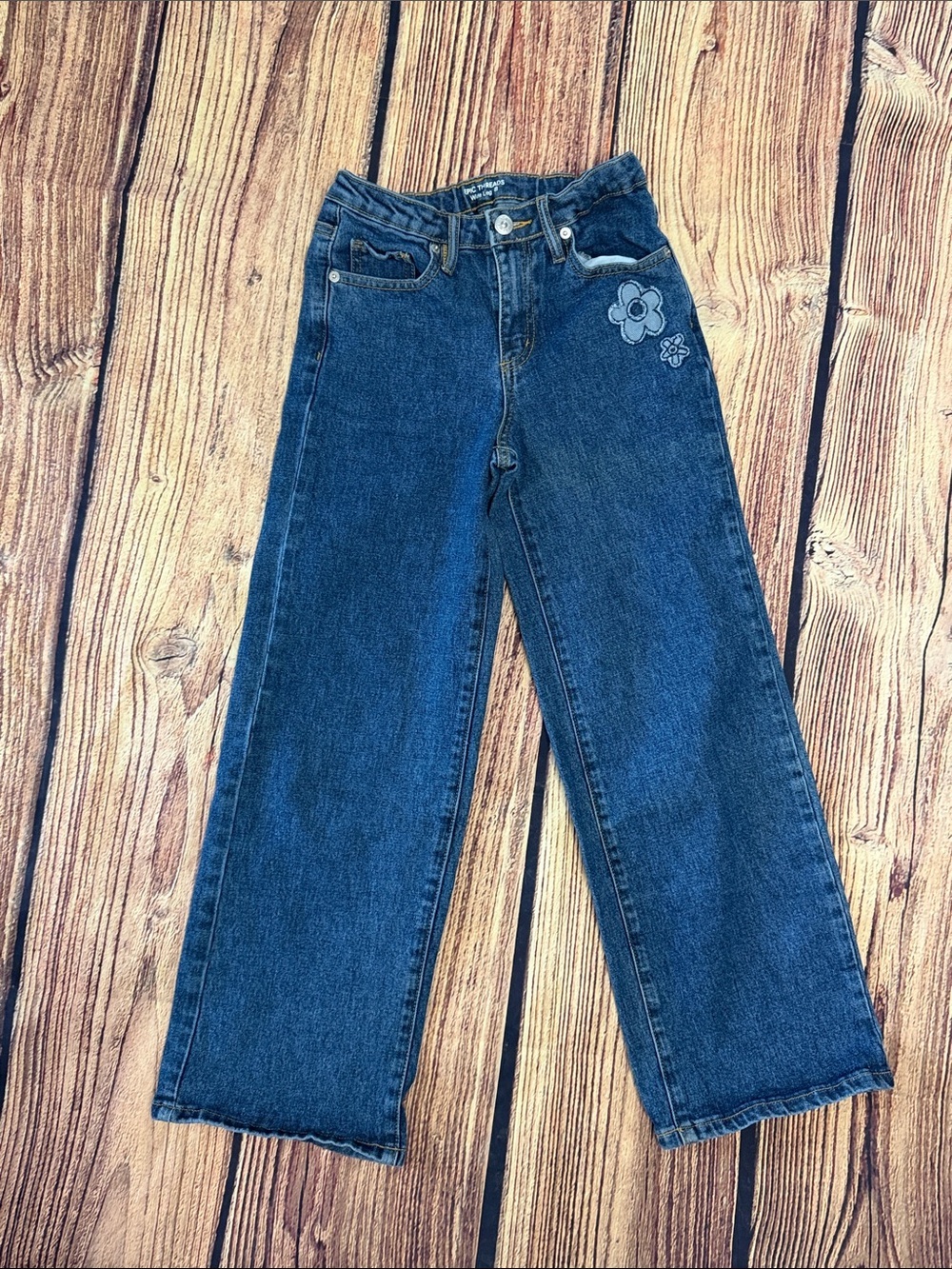 Epic Threads Dark Blue Floral Patch Jeans